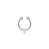 Üç Taşlı Damla Kesim Altın Septum Piercing