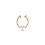 Üç Taşlı Damla Kesim Altın Septum Piercing