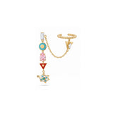 Vivaldi Mineli Taşlı Sallantılı Altın Halka Earcuff Küpe