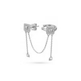 Champs-Elisées (Şanzelize) Zincir Sallantılı Taşlı Halka Earcuff Küpe