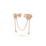 Champs-Elisées (Şanzelize) Zincir Sallantılı Taşlı Halka Earcuff Küpe