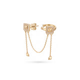 Champs-Elisées (Şanzelize) Zincir Sallantılı Taşlı Halka Earcuff Küpe