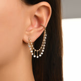 Golden Gate Stone Drop Gold Hoop Earcuff Earring