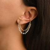 Golden Gate Stone Drop Gold Hoop Earcuff Earring