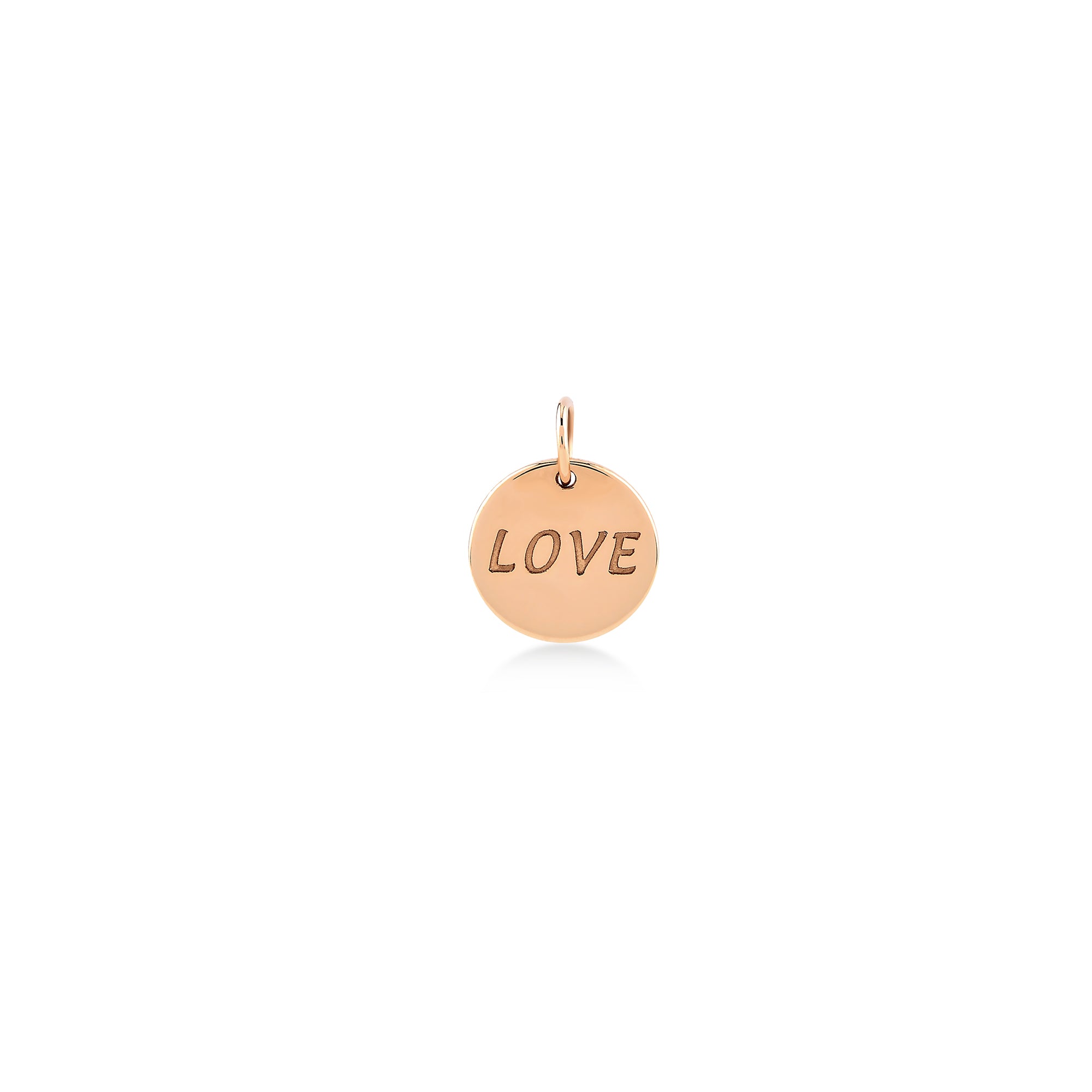 14 Ayar Rose Altın Love Madalyon Plaka Charm