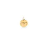 14 Ayar Sarı Altın Love Madalyon Plaka Charm / TR