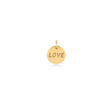 14 Ayar Sarı Altın Love Madalyon Plaka Charm / TR