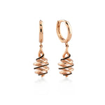 Mineli Spiral Sallantılı Altın Halka Küpe / 14 Ayar Rose Altın
