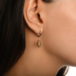 Mineli Spiral Sallantılı Altın Halka Küpe / 14 Ayar Sarı Altın