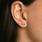 Azzuro Hilal Sidereal Mavi Pırlanta Küpe / 14 Ayar Sarı Altın