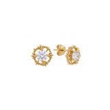 Cabaret Shell Square Stone Gold Earrings