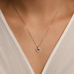 Halka Detaylı Taşlı Altın Kolye / 14 Ayar Sarı Altın