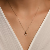 Halka Detaylı Taşlı Altın Kolye / 14 Ayar Sarı Altın