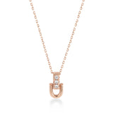 Sıralı Taşlı Altın Kolye / 14 Ayar Rose Altın