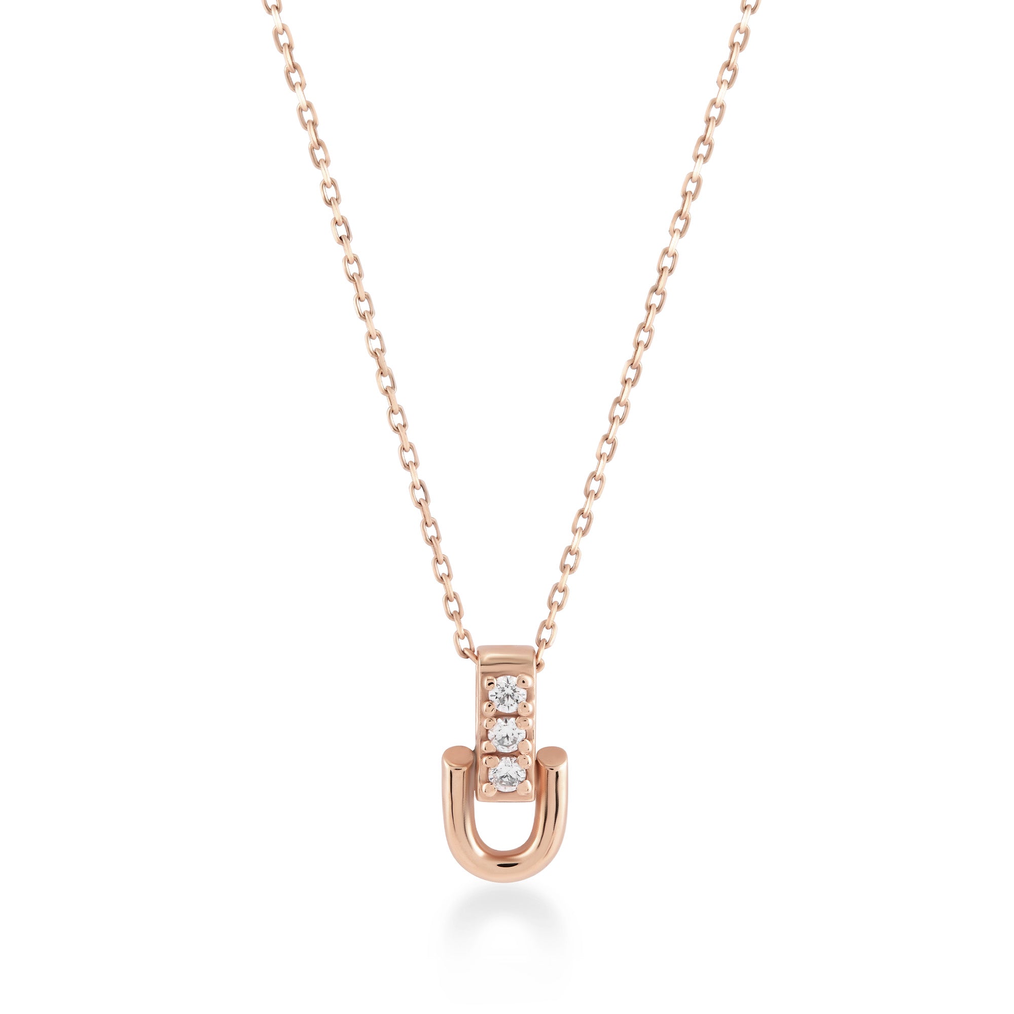 Sıralı Taşlı Altın Kolye / 14 Ayar Rose Altın