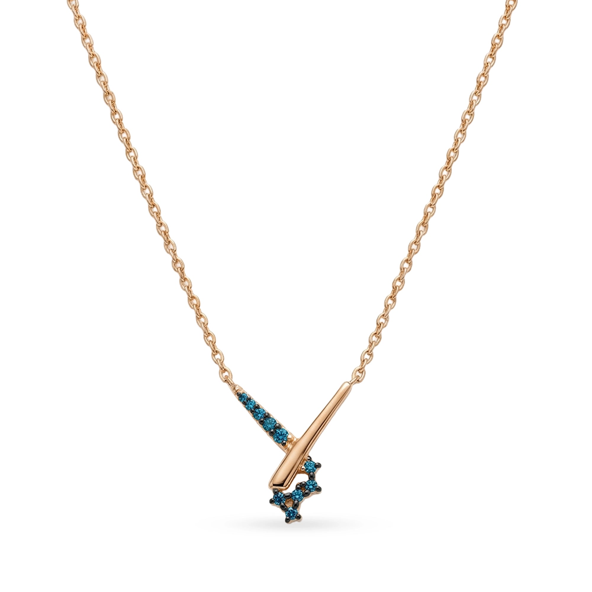 Azzuro Rabbit Mavi Pırlanta Kolye / 14 Ayar Rose Altın