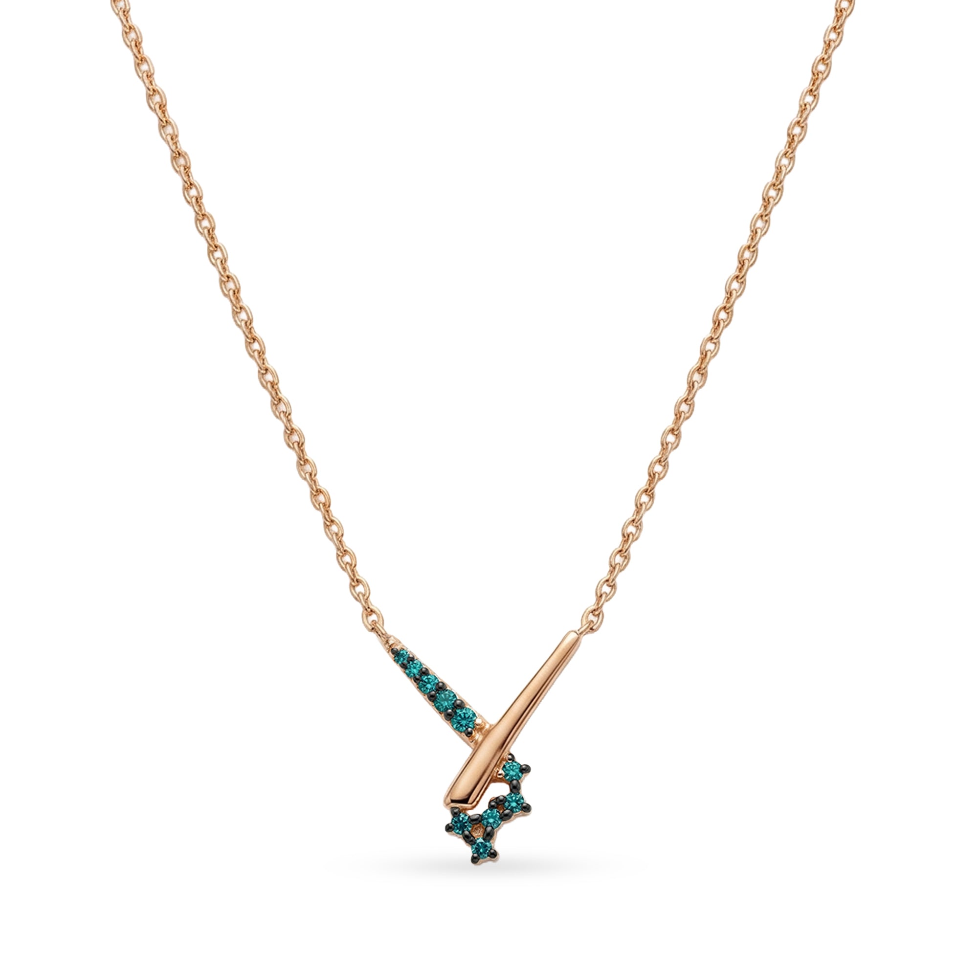 Azzuro Rabbit Mavi Pırlanta Kolye / 14 Ayar Rose Altın