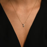 Azzuro Rabbit Mavi Pırlanta Kolye / 14 Ayar Sarı Altın