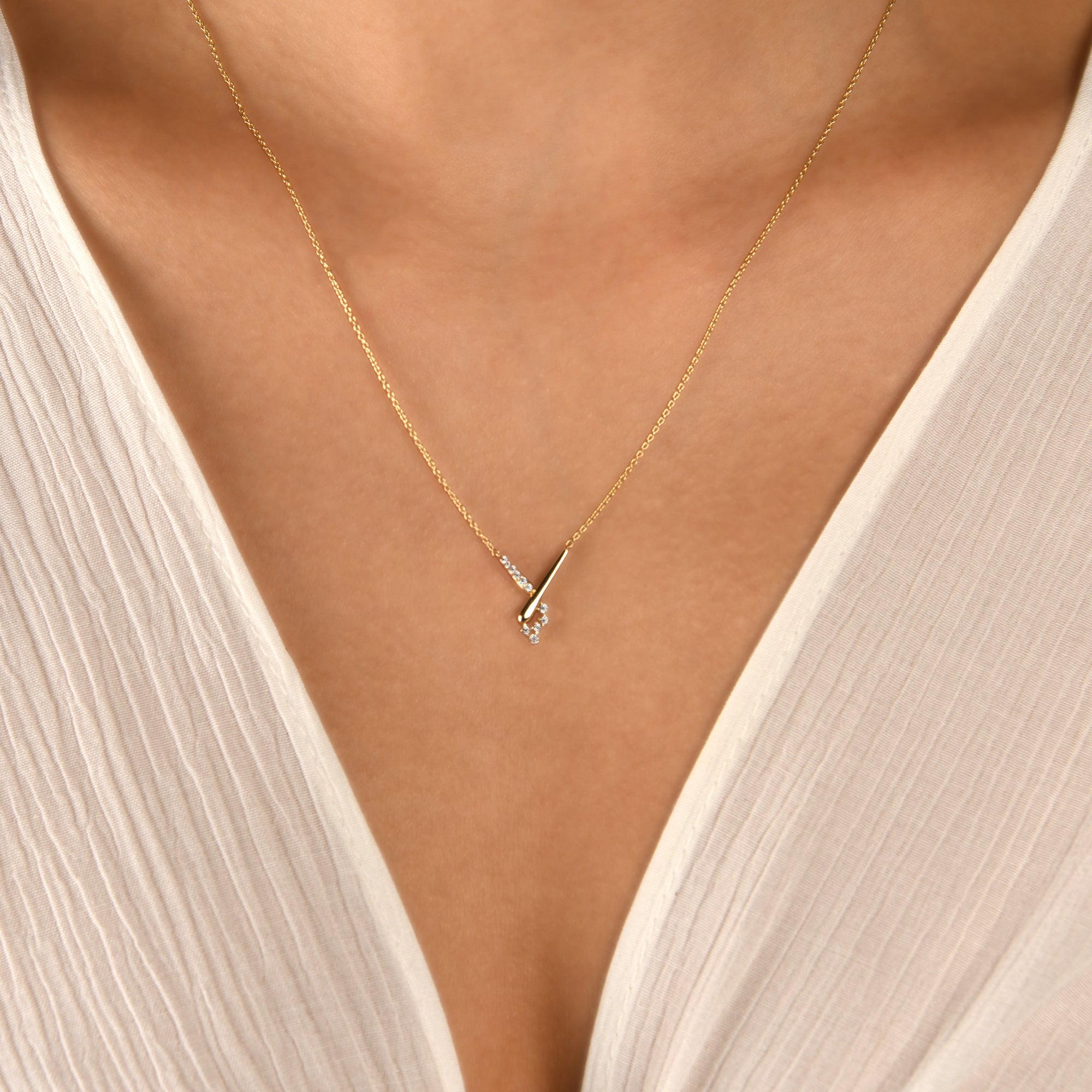 Rabbit Taşlı Altın Kolye / 14 Ayar Sarı Altın