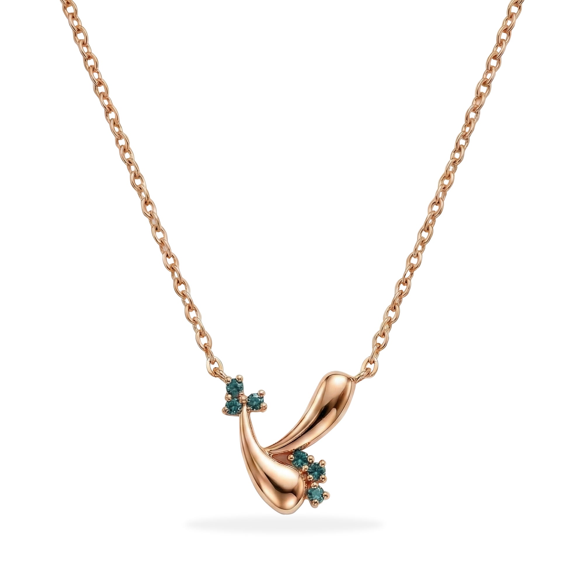 Azzuro Vega Mavi Pırlanta Kolye / 14 Ayar Rose Altın