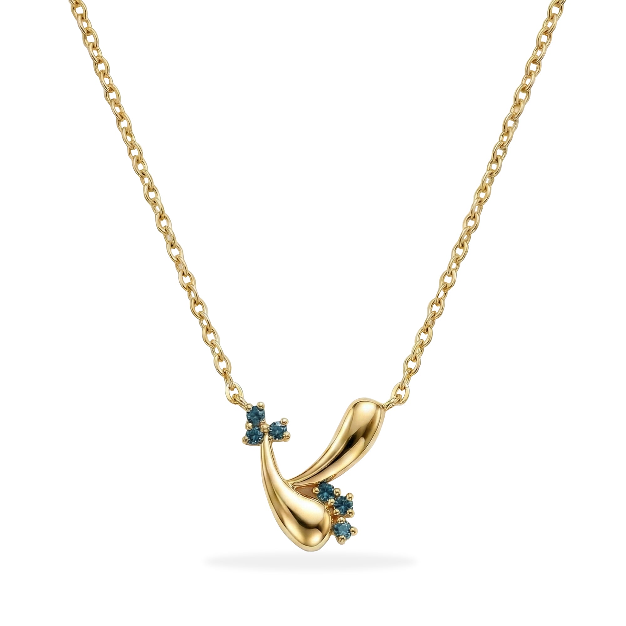 Azzuro Vega Mavi Pırlanta Kolye / 14 Ayar Sarı Altın