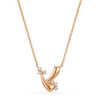 Hilal Sidereal Taşlı Altın Kolye / 14 Ayar Rose Altın