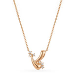 Hilal Sidereal Taşlı Altın Kolye / 14 Ayar Rose Altın