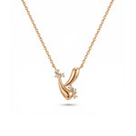 Hilal Sidereal Taşlı Altın Kolye / 14 Ayar Rose Altın