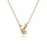 Hilal Sidereal Taşlı Altın Kolye / 14 Ayar Rose Altın