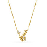 Hilal Sidereal Taşlı Altın Kolye / 14 Ayar Sarı Altın