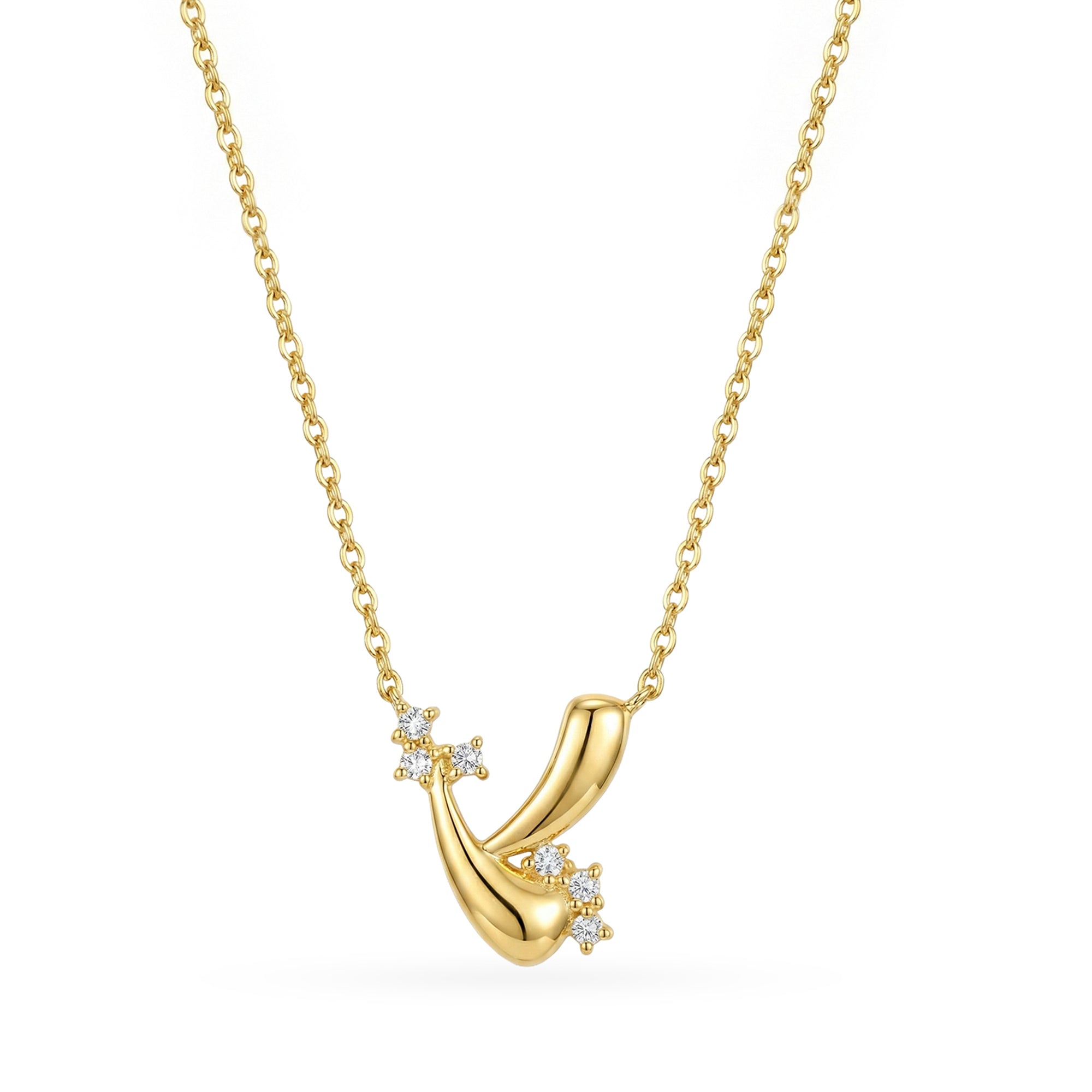 Hilal Sidereal Taşlı Altın Kolye / 14 Ayar Sarı Altın