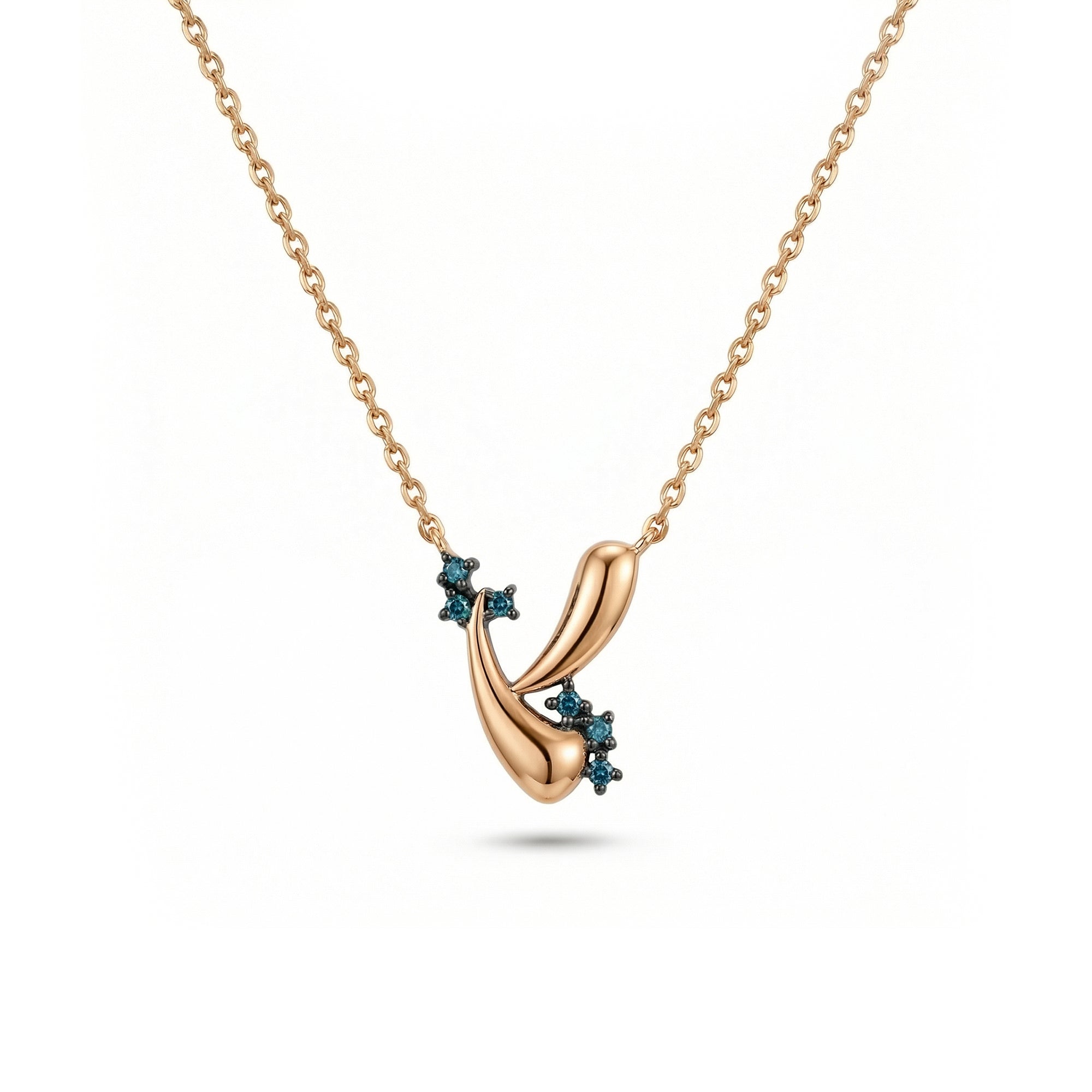 Azzuro Vega Mavi Pırlanta Kolye / 14 Ayar Rose Altın
