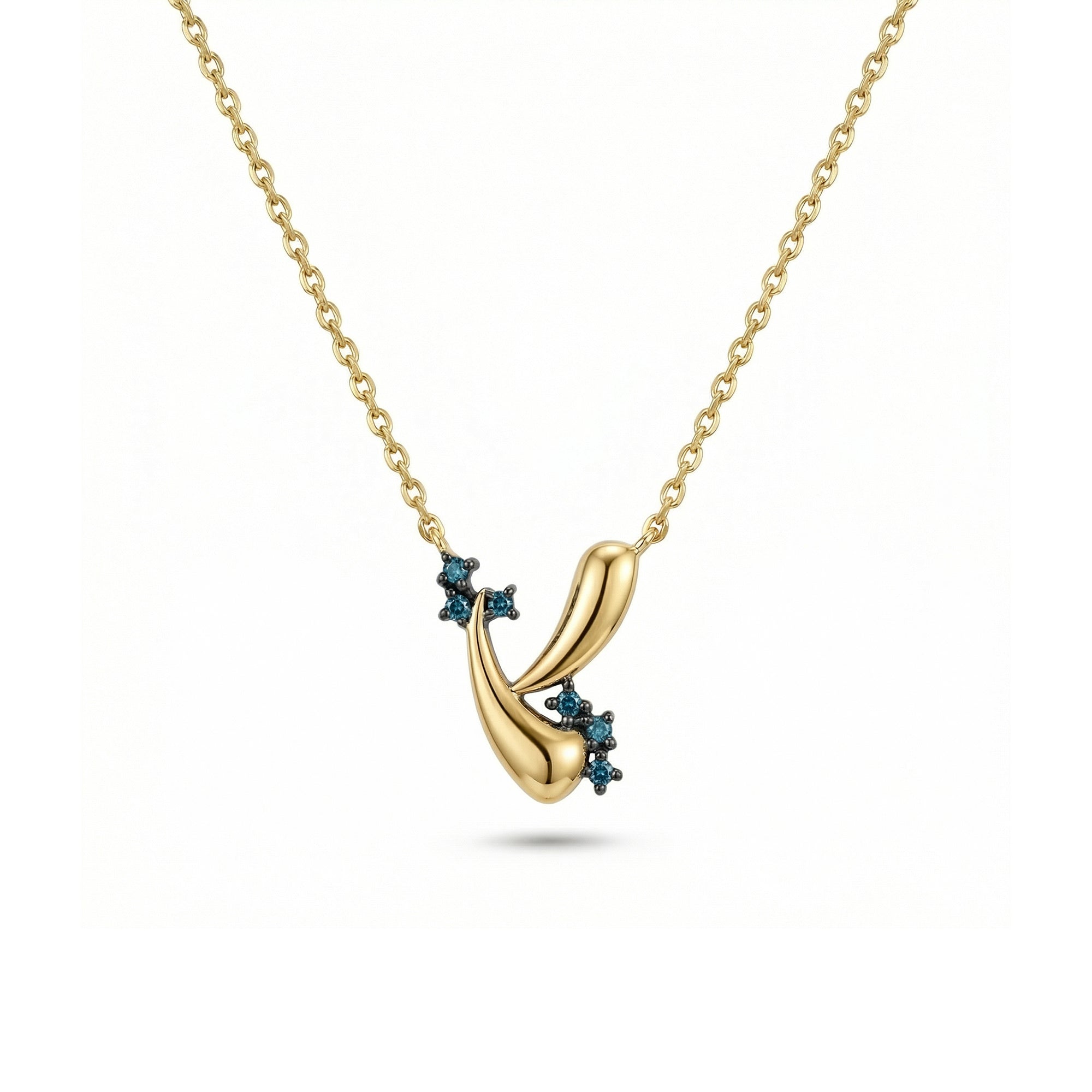 Azzuro Vega Mavi Pırlanta Kolye / 14 Ayar Sarı Altın