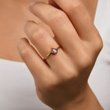 Damla Kesim Etrafı Yakut Taşlı 0.12 ct Pırlanta Yüzük / 14 Ayar Rose Altın