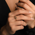 Mineli Spiral Altın Yüzük / 14 Ayar Sarı Altın