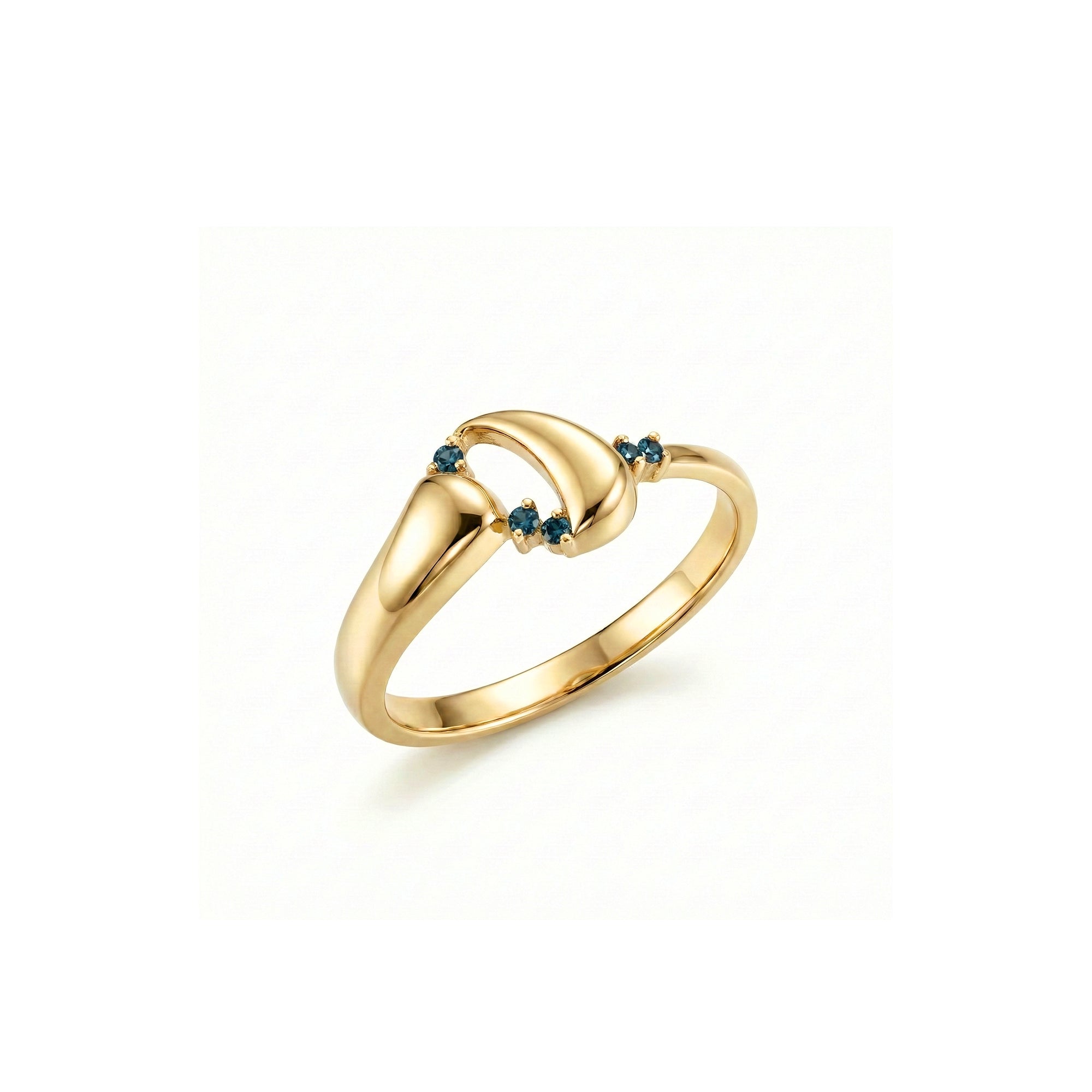 Azzuro Vega Mavi Pırlanta Yüzük / 14 Ayar Sarı Altın