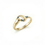 Azzuro Vega Mavi Pırlanta Yüzük / 14 Ayar Sarı Altın