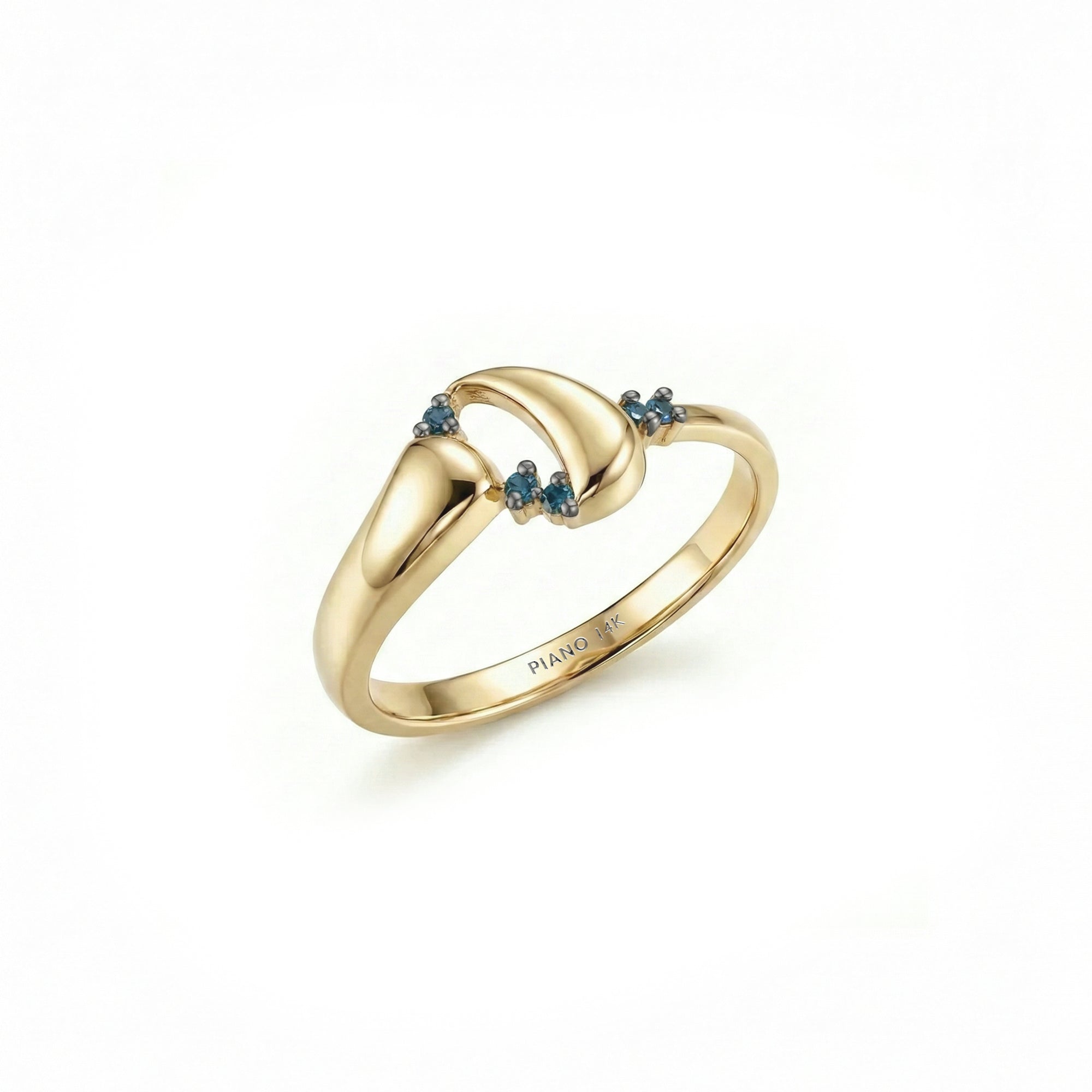 Azzuro Vega Mavi Pırlanta Yüzük / 14 Ayar Sarı Altın