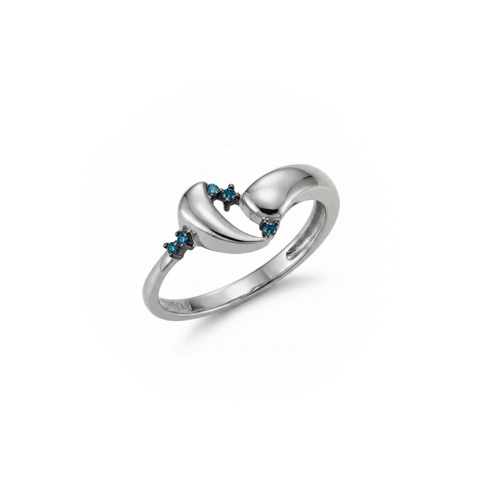 Azzuro Vega Mavi Pırlanta Yüzük / 14 Ayar Beyaz Altın