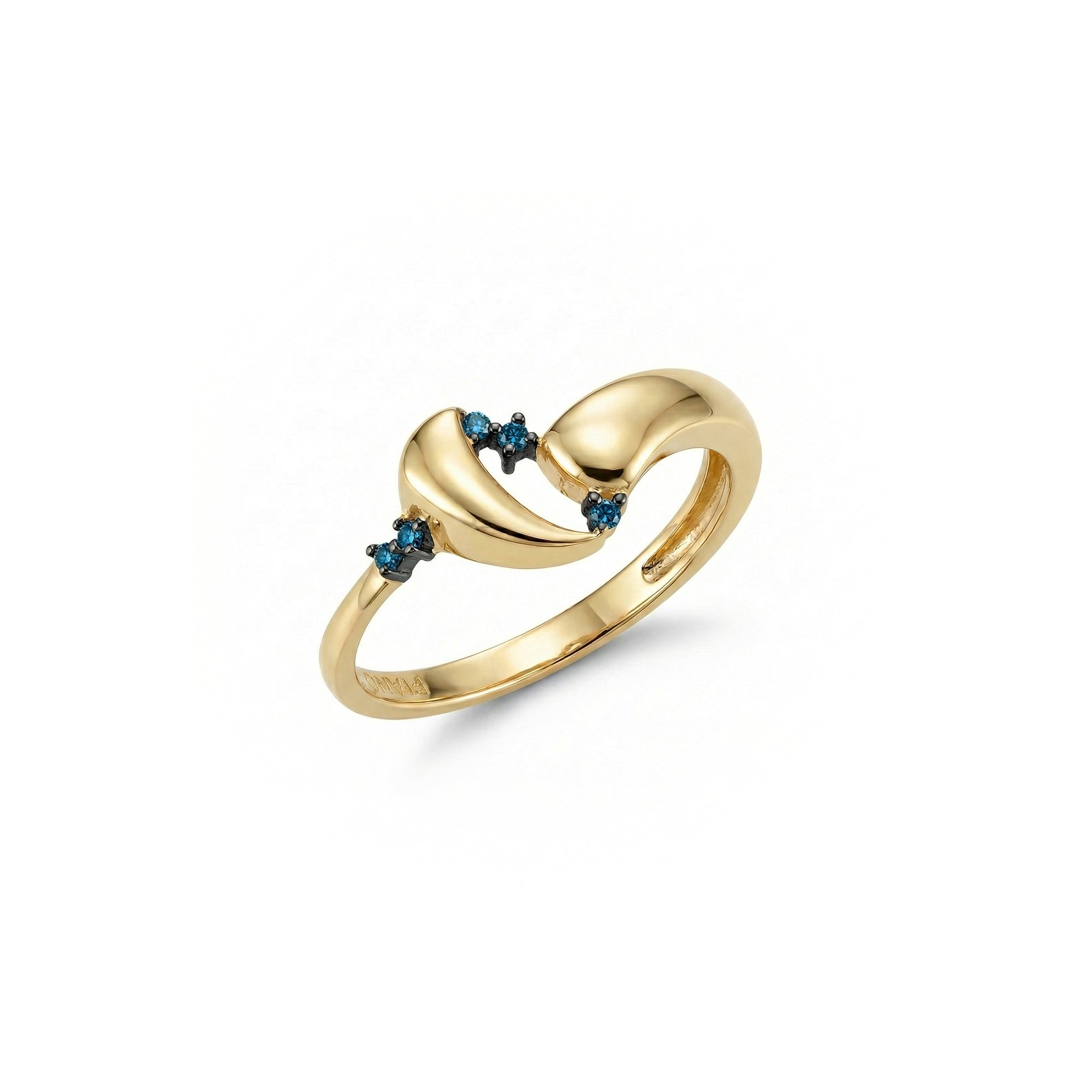 Azzuro Vega Mavi Pırlanta Yüzük / 14 Ayar Sarı Altın