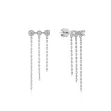 Zincir Sallantılı Taşlı Altın Küpe / 14 Ayar Beyaz Altın