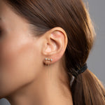 Zincir Sallantılı Taşlı Altın Küpe / 14 Ayar Sarı Altın