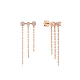 Zincir Sallantılı Taşlı Altın Küpe / 14 Ayar Rose Altın