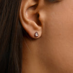 Damla Kesim Etrafı Yakut Taşlı 0.24 ct Pırlanta Küpe / 14 Ayar Rose Altın