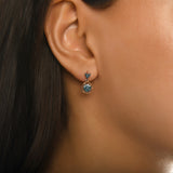 Серьги-кольца Stilla с подвесками и синими бриллиантами