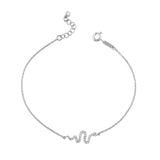 Yılan Taşlı Altın Bileklik / 14 Ayar Beyaz Altın