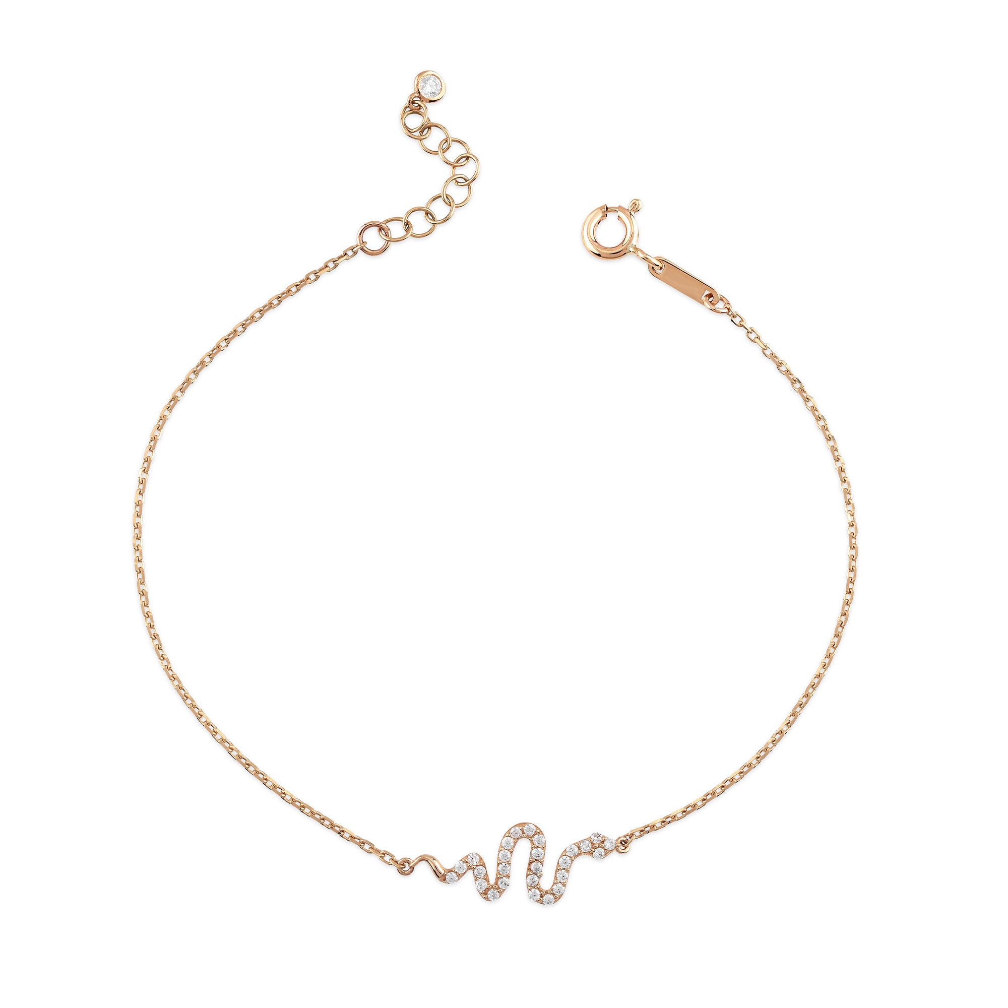 Yılan Taşlı Altın Bileklik / 14 Ayar Rose Altın