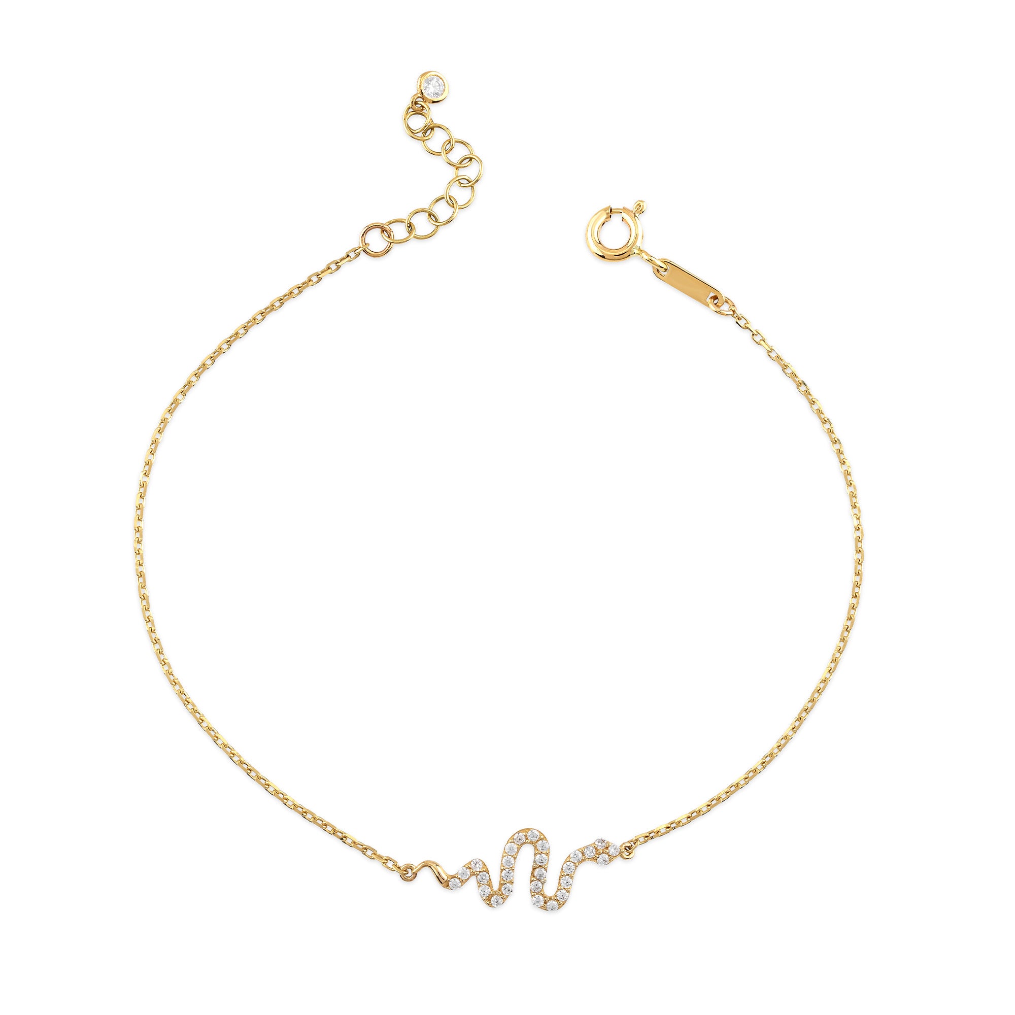 Yılan Taşlı Altın Bileklik / 14 Ayar Sarı Altın