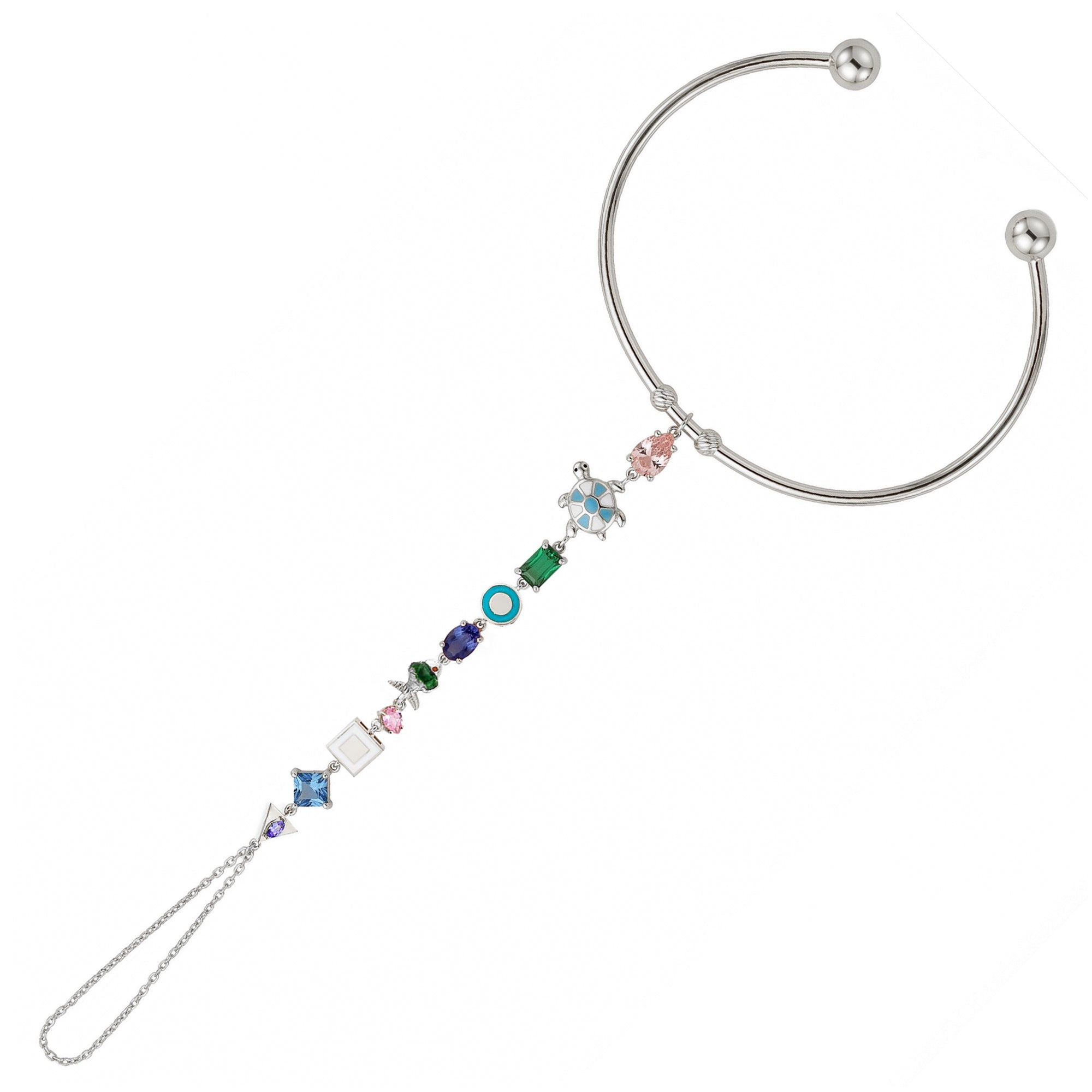 Vivaldi Bilezik Form Mineli Taşlı Altın Şahmeran / 14 Ayar Beyaz Altın