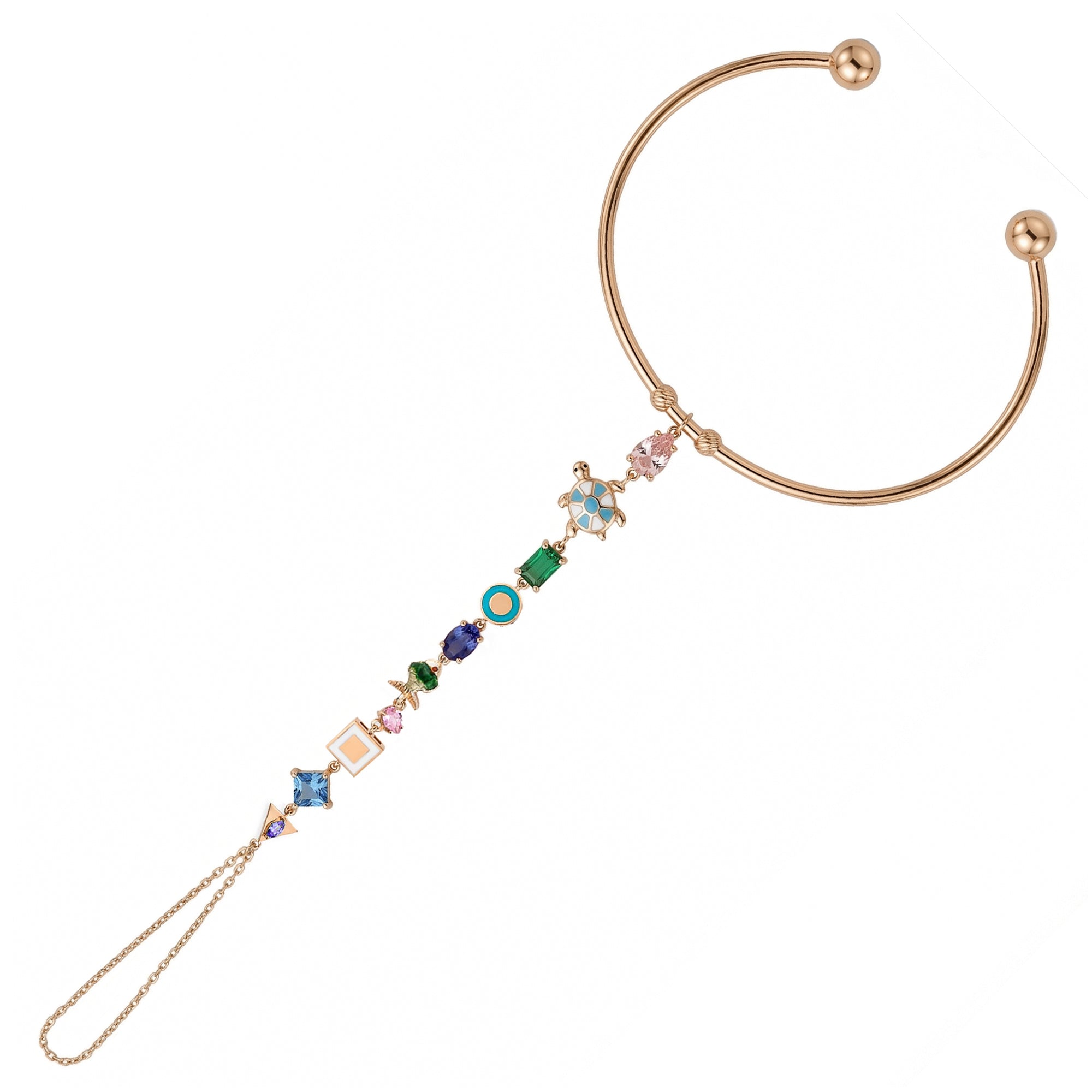 Vivaldi Bilezik Form Mineli Taşlı Altın Şahmeran / 14 Ayar Rose Altın